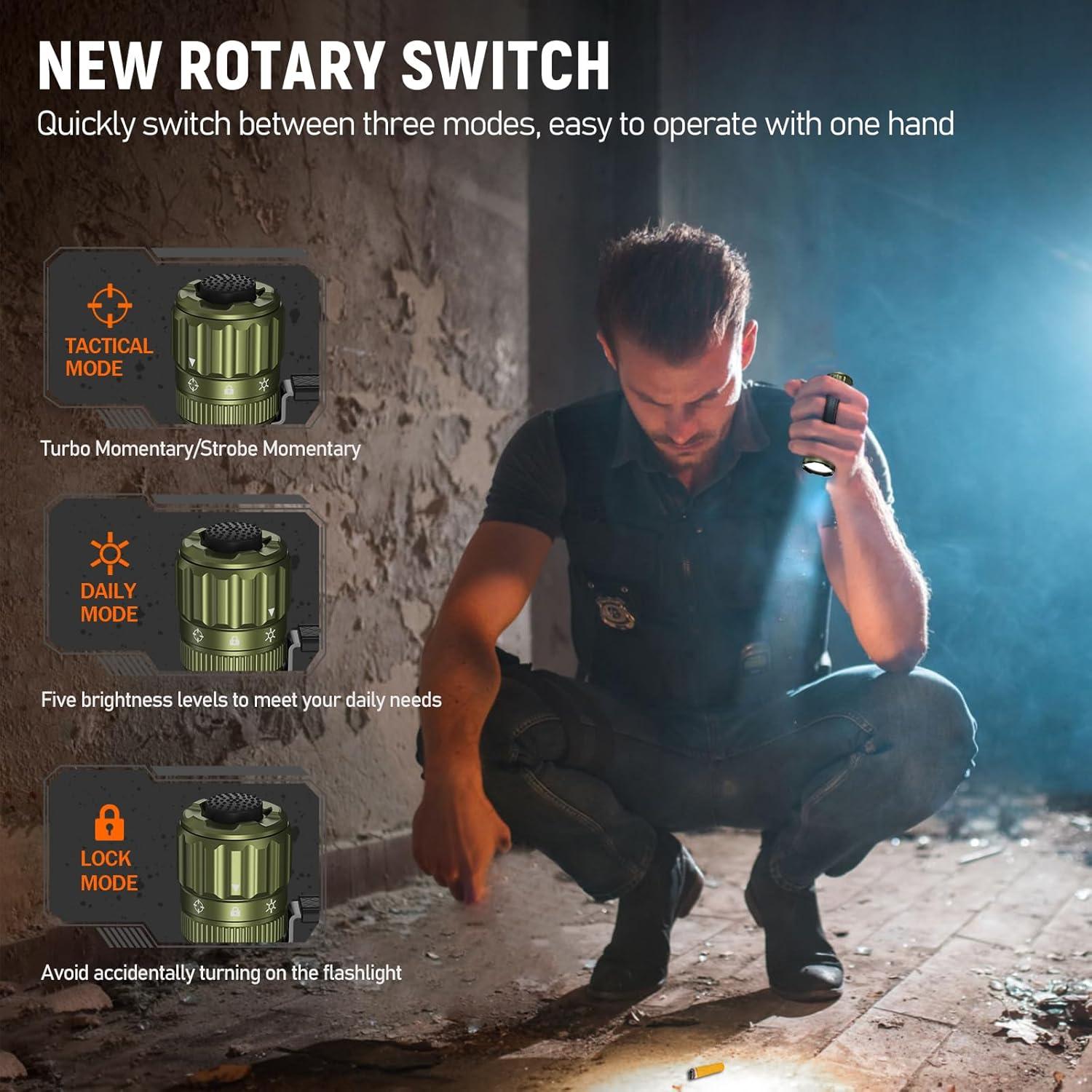 Linterna Táctica LED Wurkkos TD07 1300 Lúmenes Verde Oliva