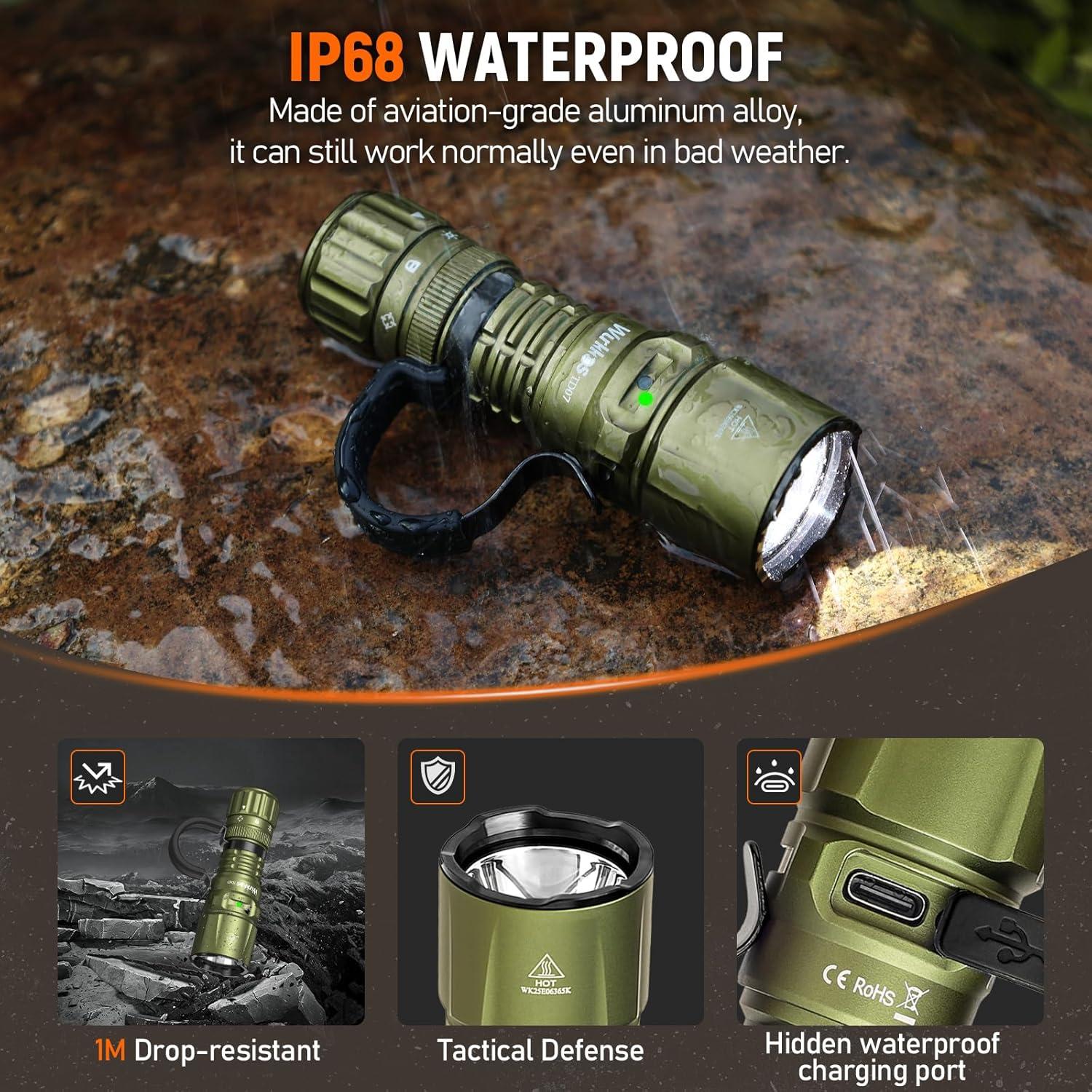 Linterna Táctica LED Wurkkos TD07 1300 Lúmenes Verde Oliva