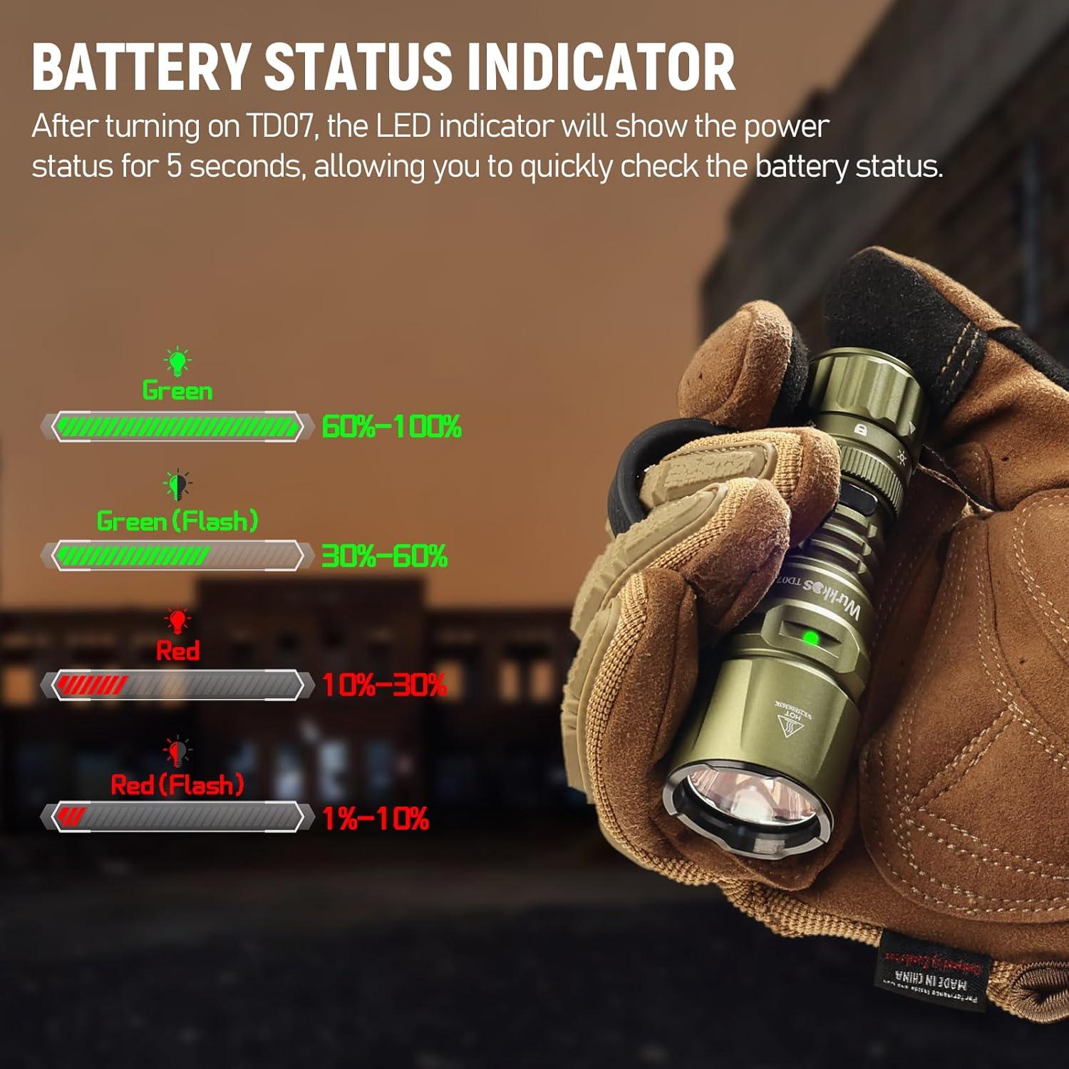 Linterna Táctica LED Wurkkos TD07 1300 Lúmenes Verde Oliva