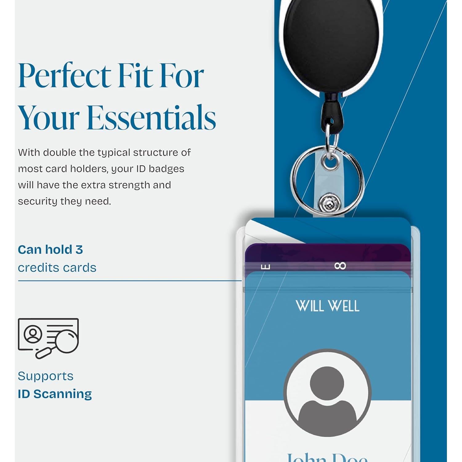 Soportes de Identificación Will Well 2 Pcs con Clip y Carretes