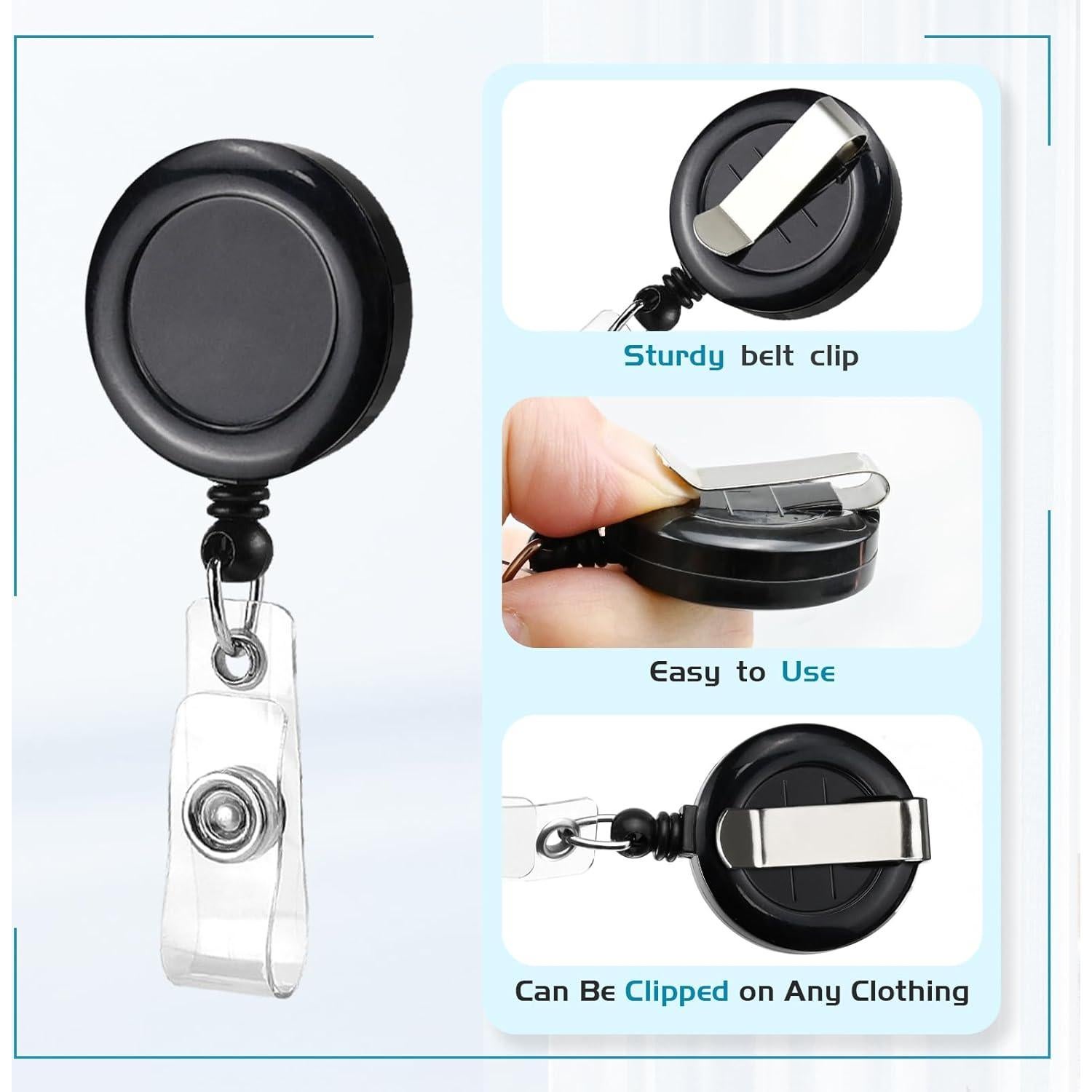 2 Portatarjetas Retráctiles Koorito con Clip Cintura Negro