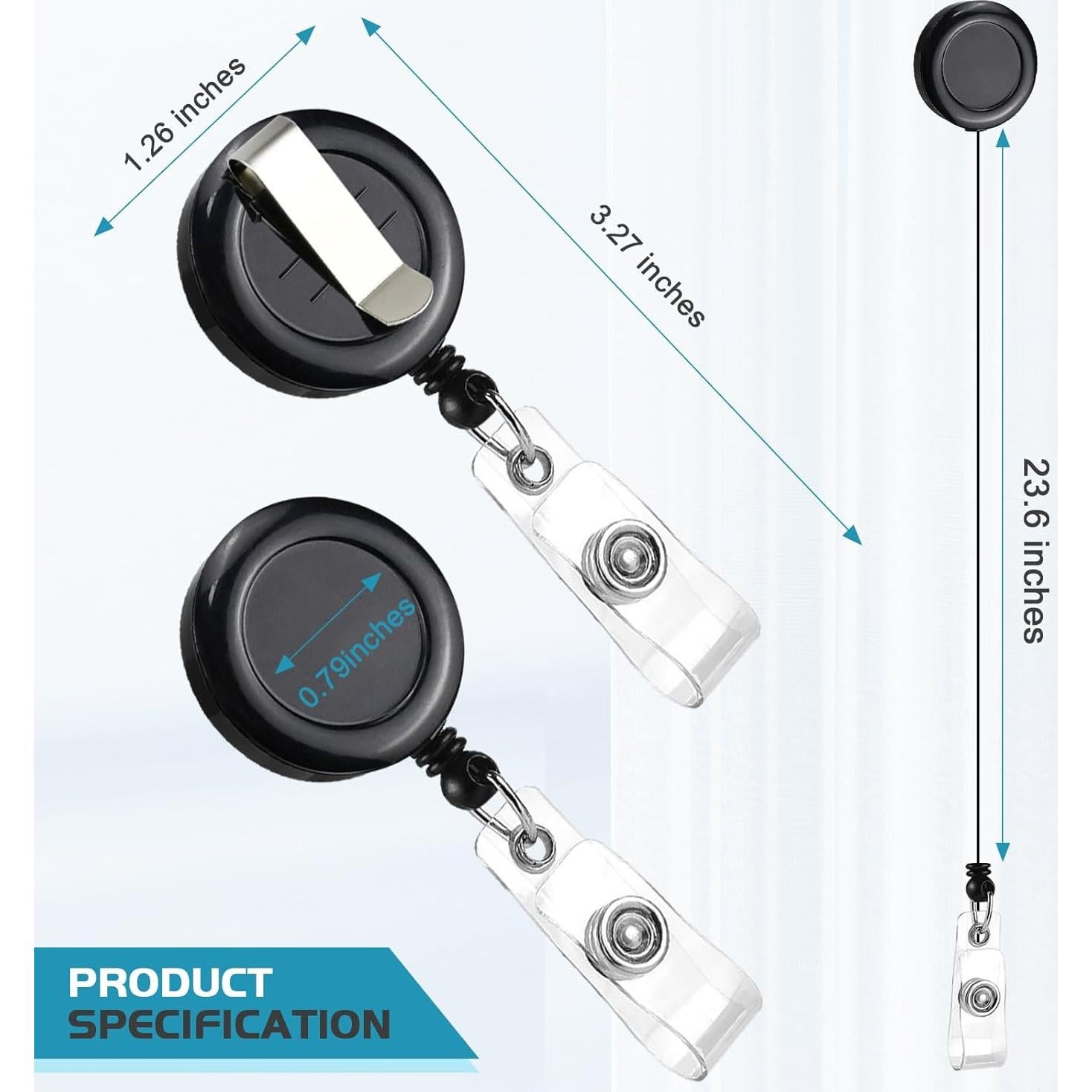 2 Portatarjetas Retráctiles Koorito con Clip Cintura Negro