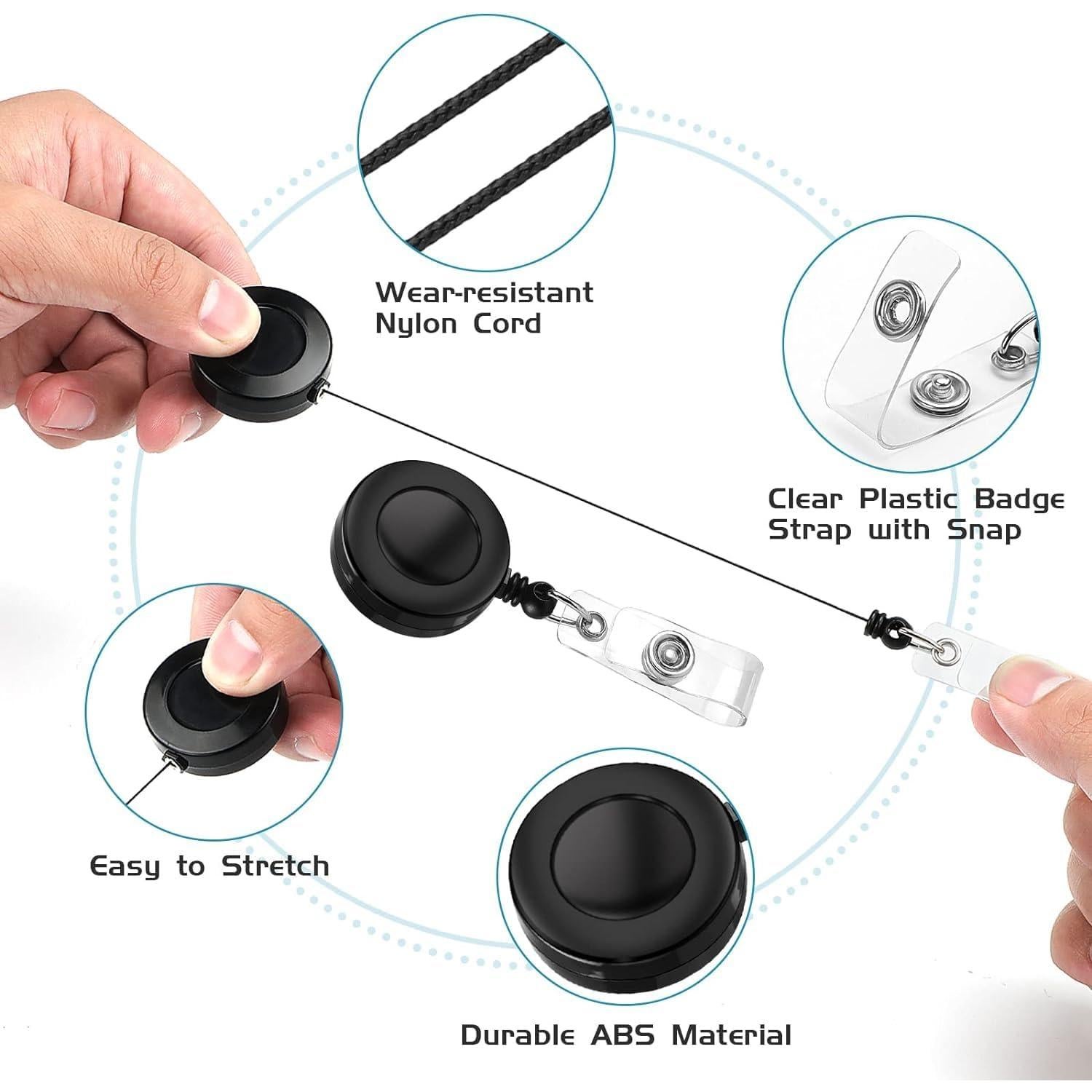 2 Portatarjetas Retráctiles Koorito con Clip Cintura Negro