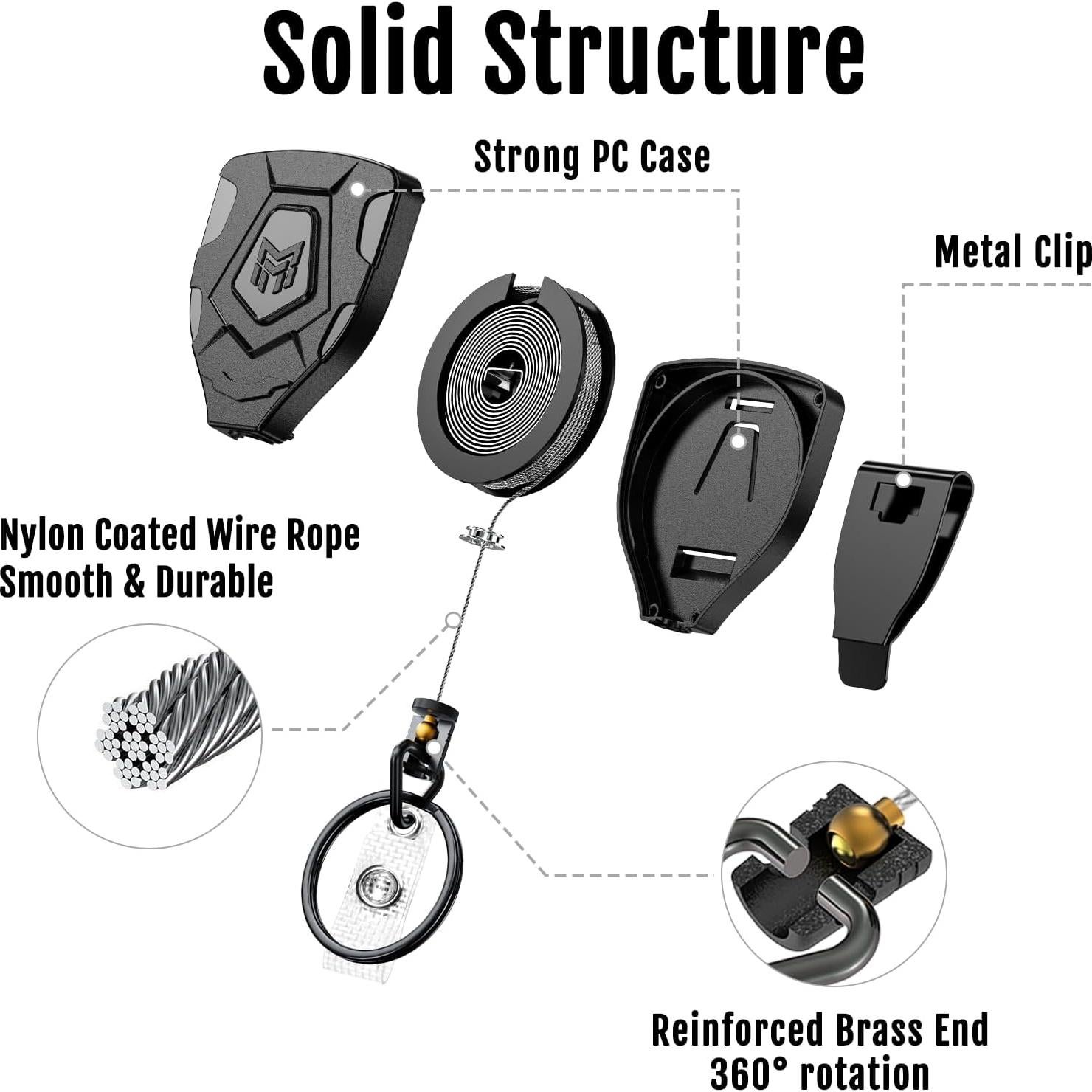 Llavero Retráctil MNGARISTA con Clip para Cinturón, 2 Unidades