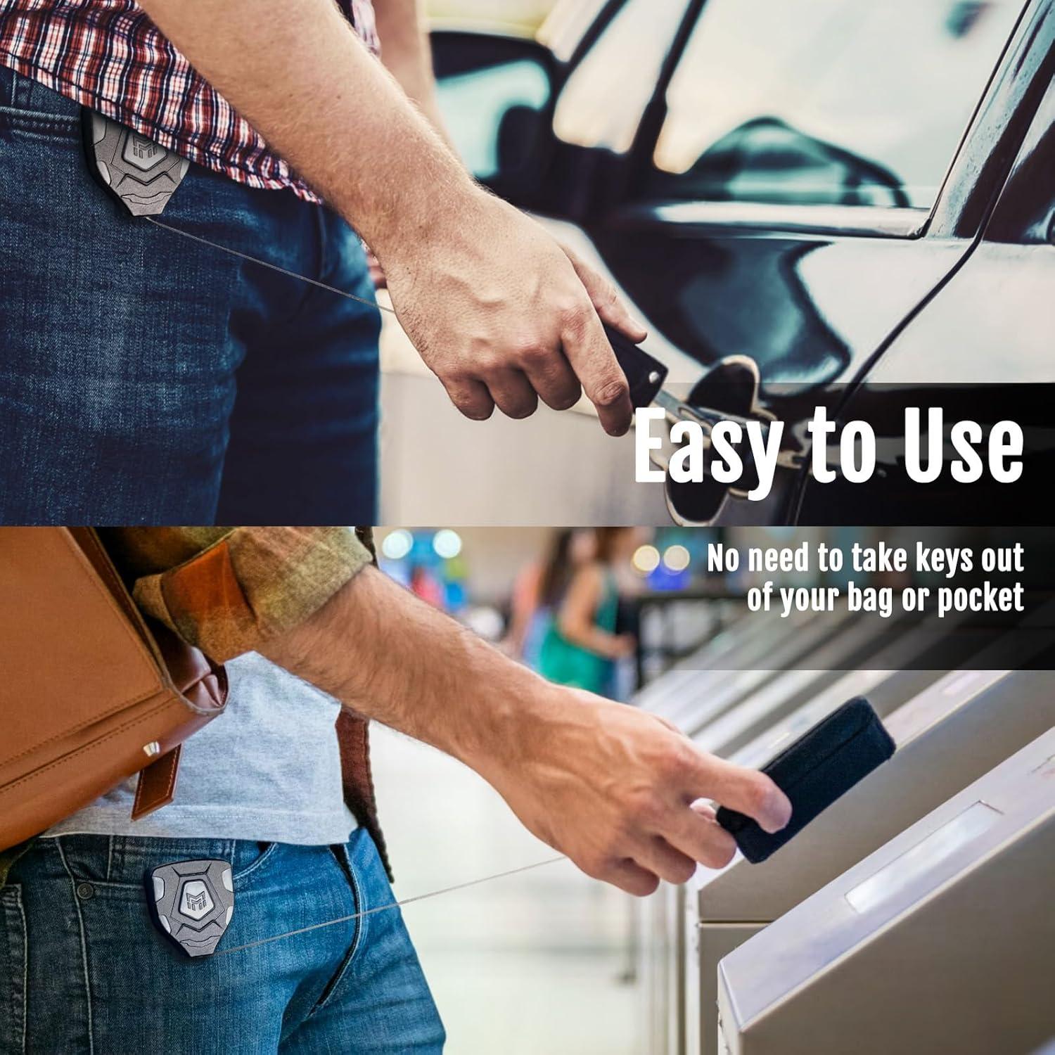 Llavero Retráctil MNGARISTA con Clip para Cinturón, 2 Unidades