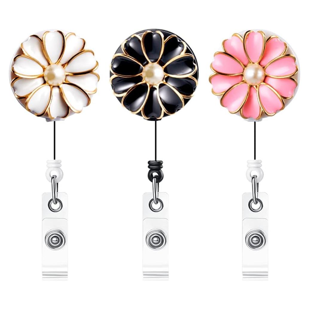 Porta Credencial Retráctil Qinsuee Clip Cocodrilo 3 Unidades