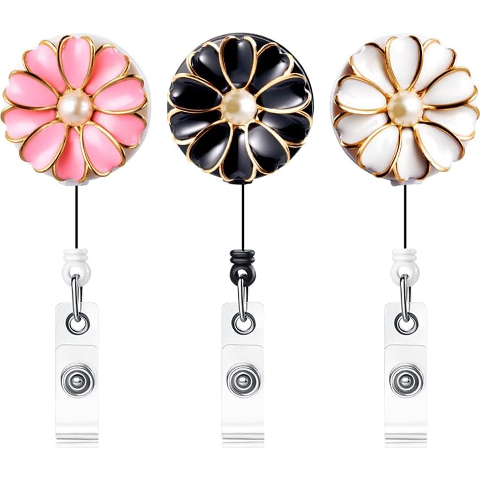 Porta Credencial Retráctil Qinsuee Clip Cocodrilo 3 Unidades