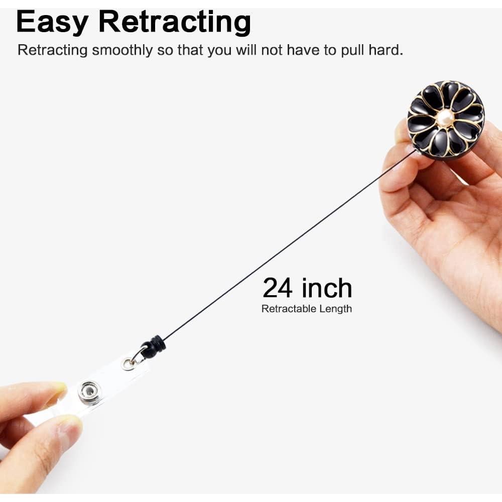 Porta Credencial Retráctil Qinsuee Clip Cocodrilo 3 Unidades