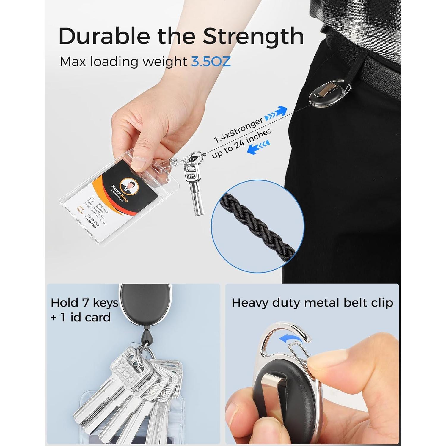 KTRIO Sujetadores de Insignias Retráctiles Verticales - 2 Pcs