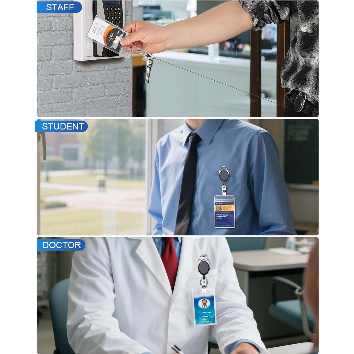 KTRIO Sujetadores de Insignias Retráctiles Verticales - 2 Pcs