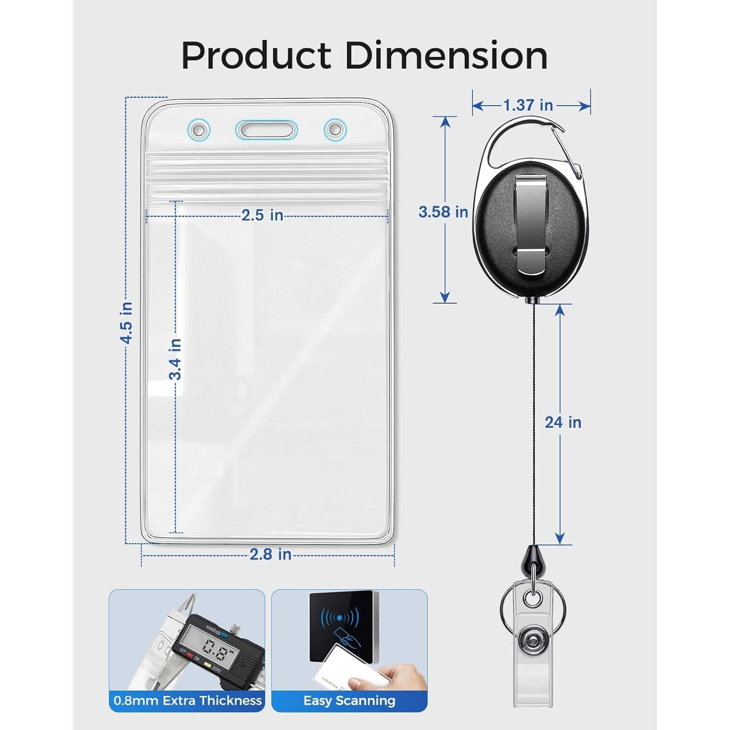 KTRIO Sujetadores de Insignias Retráctiles Verticales - 2 Pcs