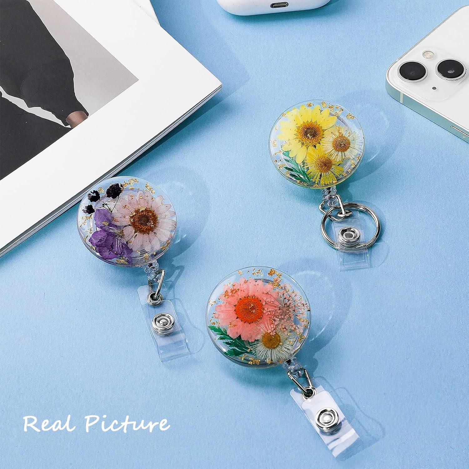 3 Ruedas de Insignia Floral HLQHXWHZT - Clip Retráctil 4 cm