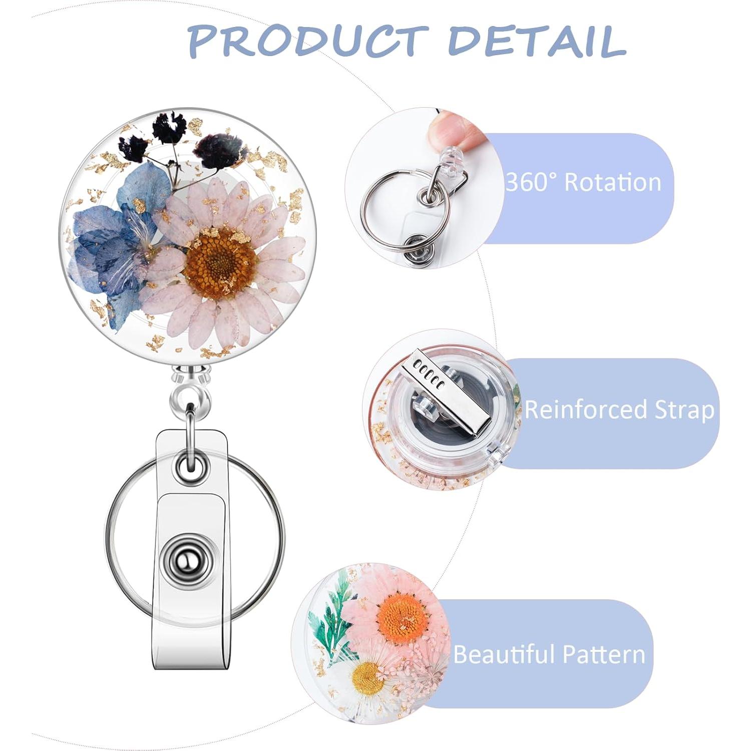 3 Ruedas de Insignia Floral HLQHXWHZT - Clip Retráctil 4 cm