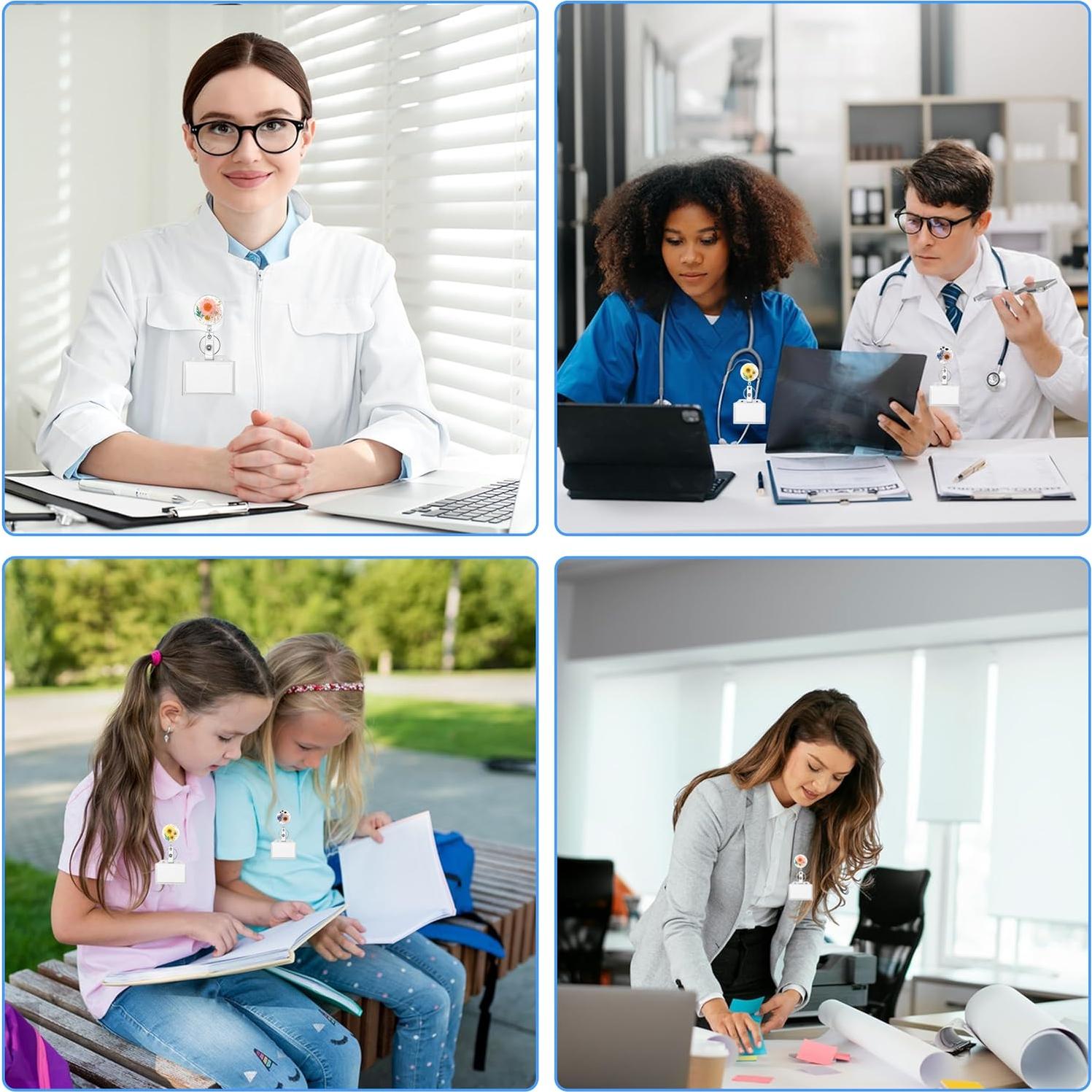 3 Ruedas de Insignia Floral HLQHXWHZT - Clip Retráctil 4 cm