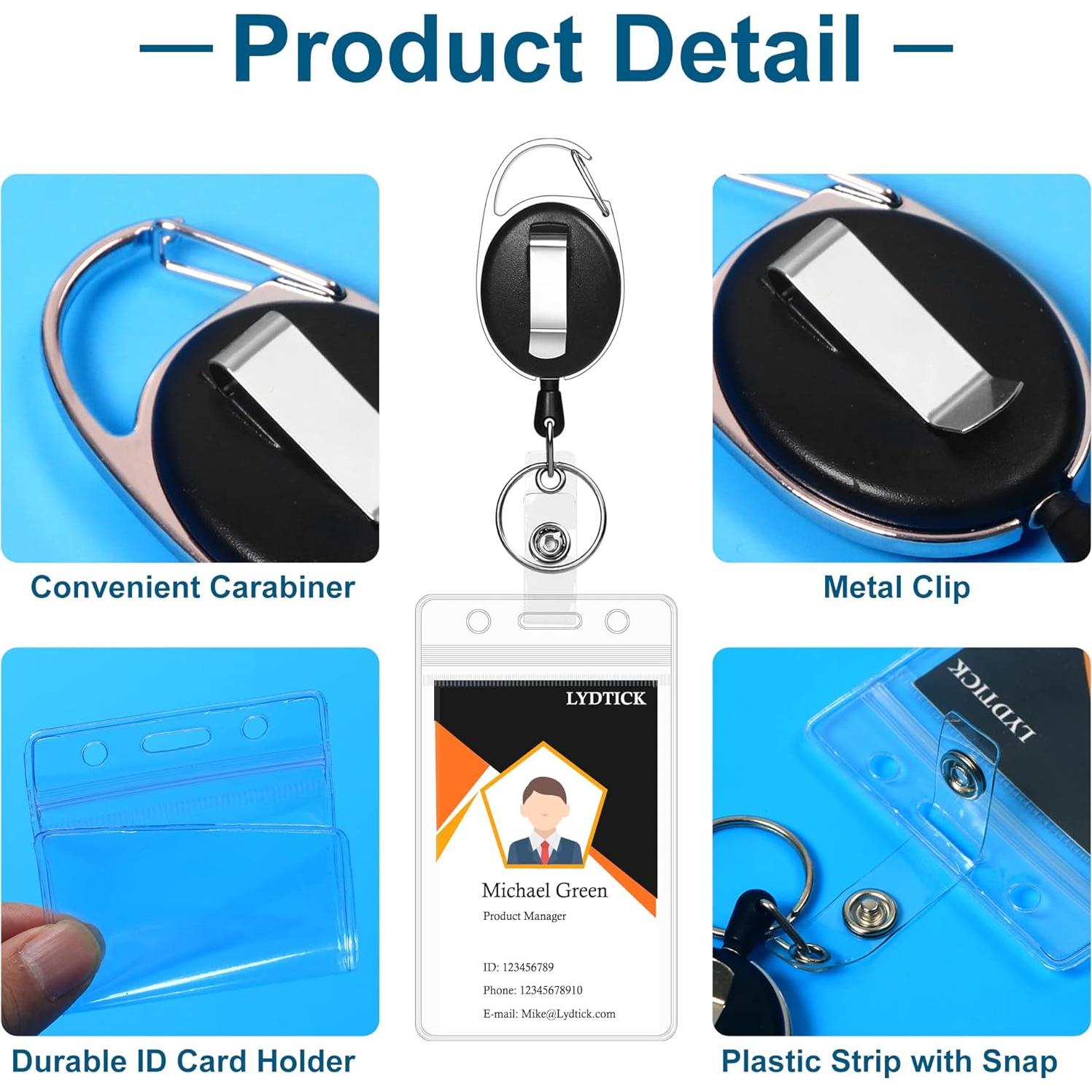 100 Portacarnets Retráctiles y Sujetadores de Identificación LYDTICK