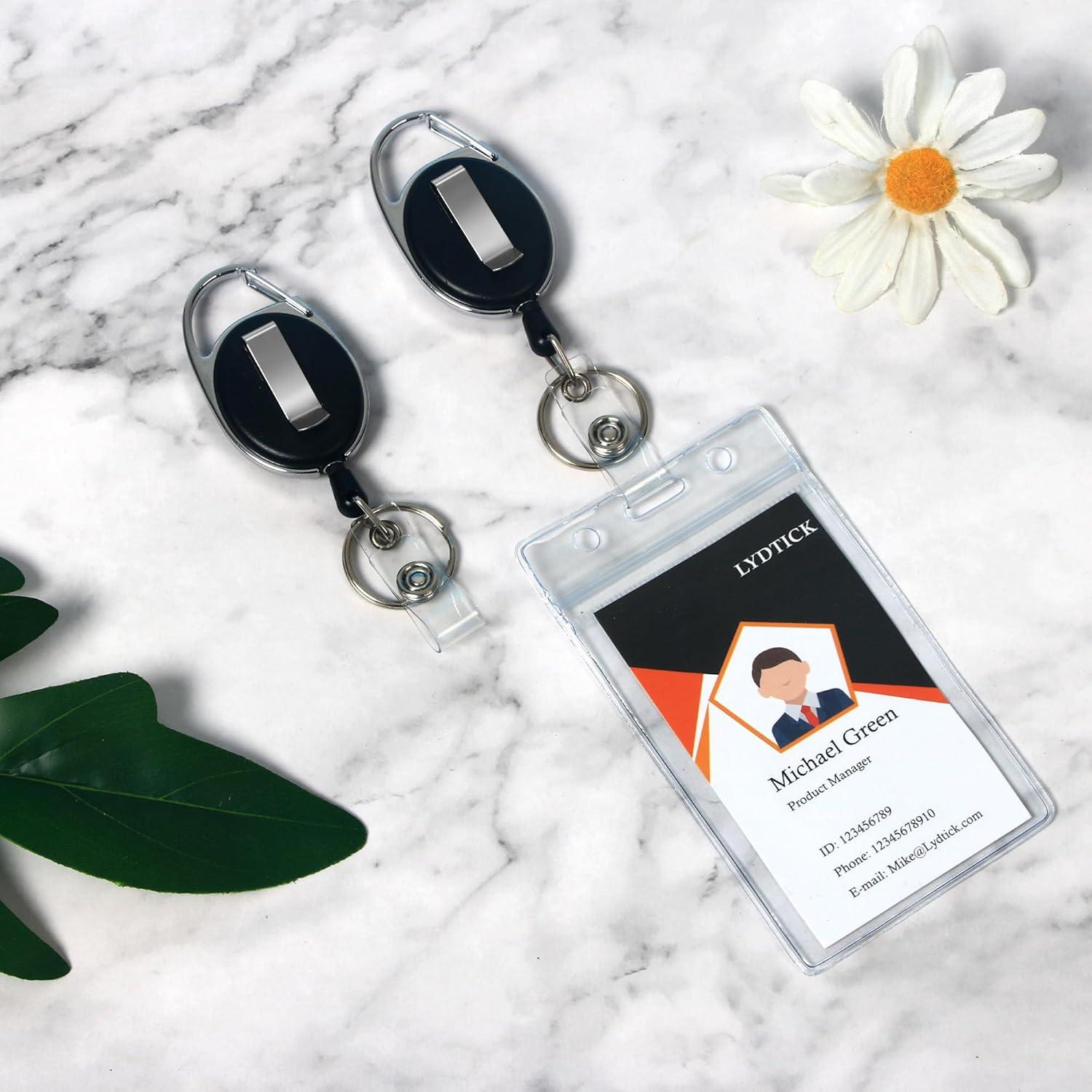 100 Portacarnets Retráctiles y Sujetadores de Identificación LYDTICK