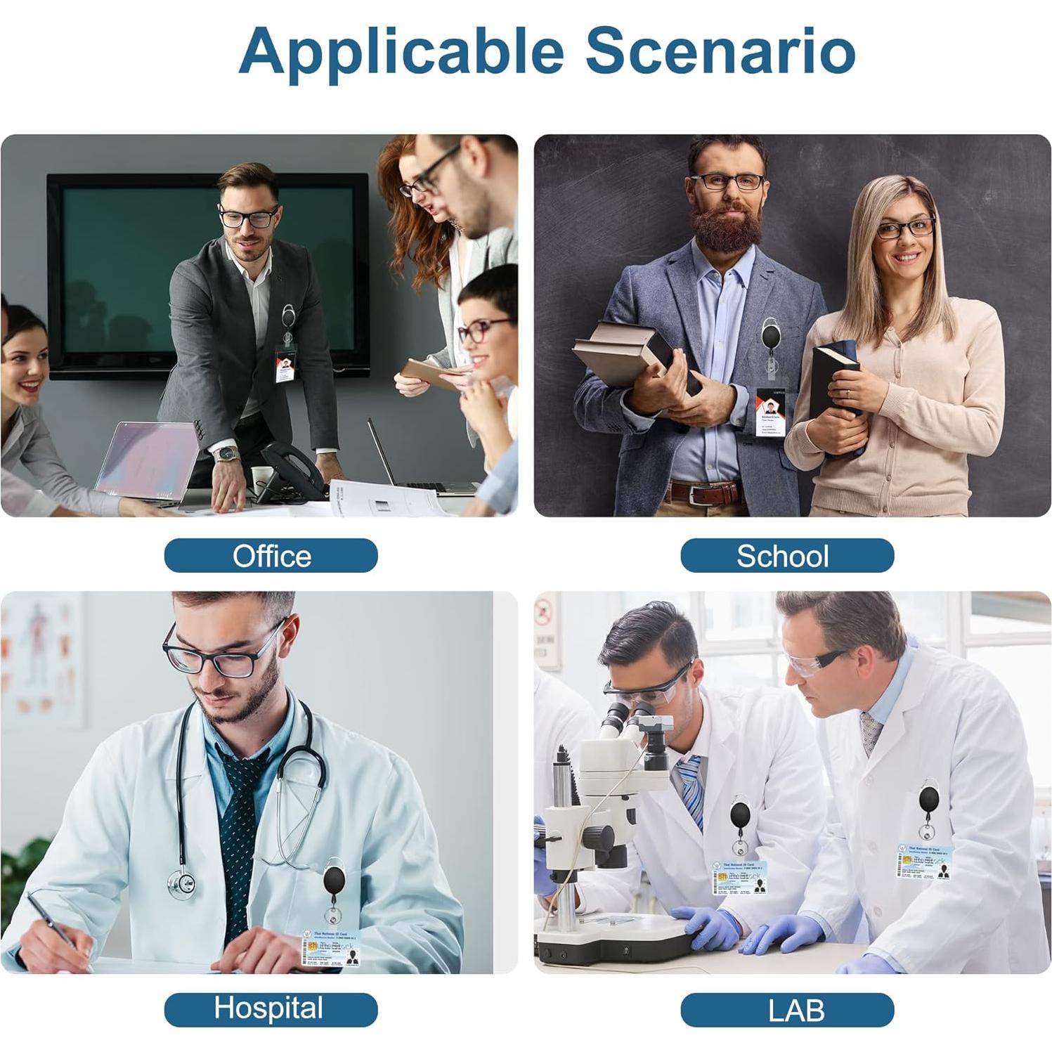 100 Portacarnets Retráctiles y Sujetadores de Identificación LYDTICK