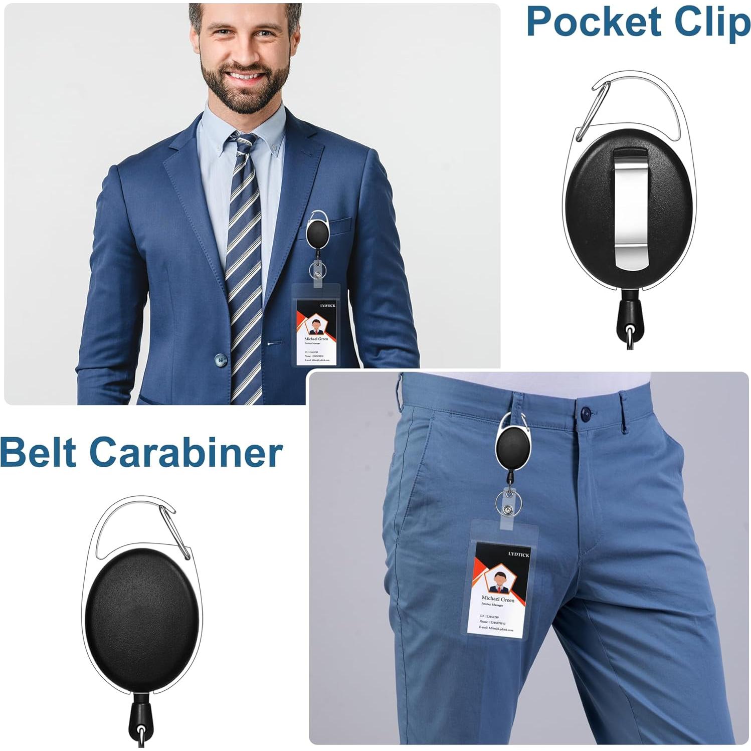 100 Portacarnets Retráctiles y Sujetadores de Identificación LYDTICK