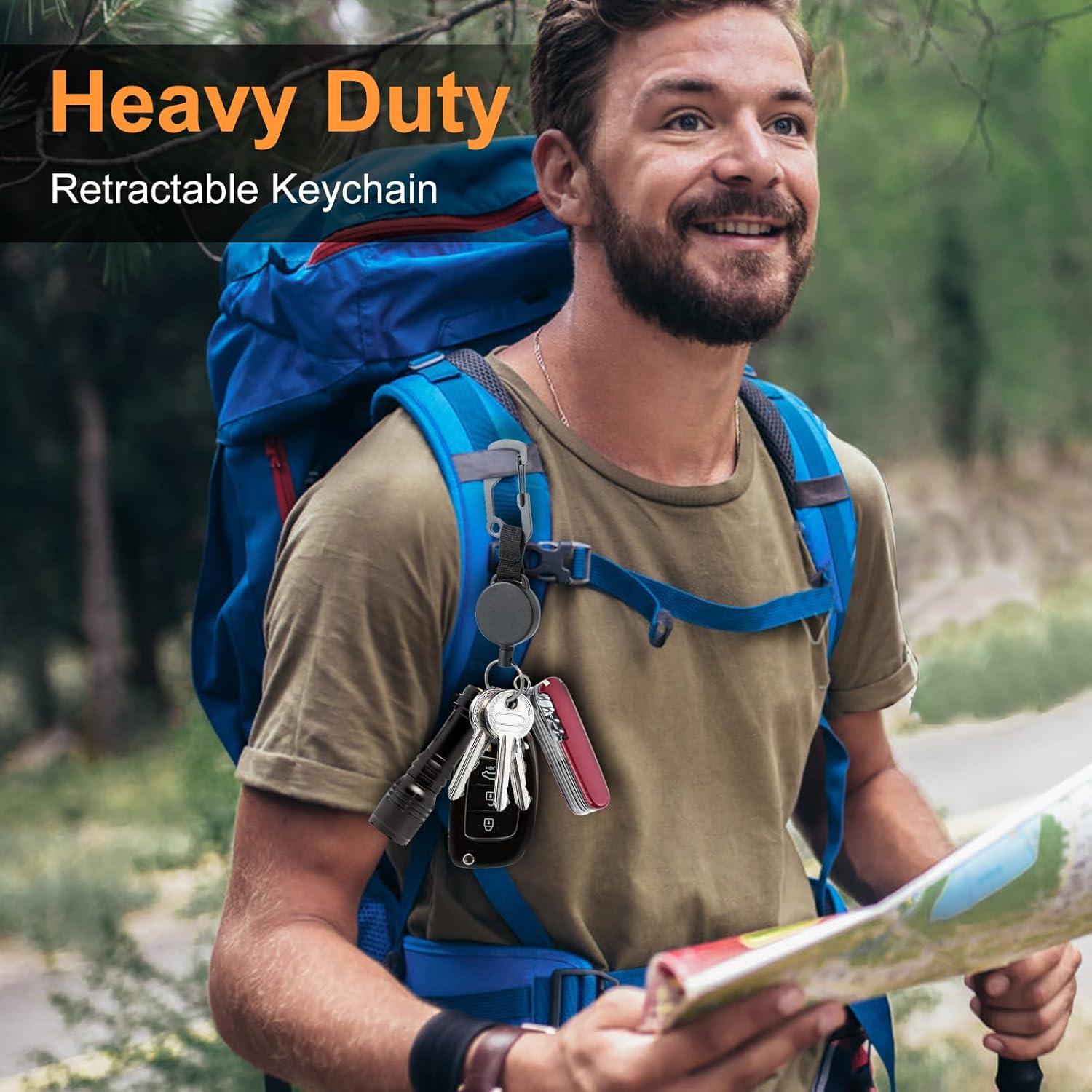 Llaveros Retráctiles DELSWIN - Paquete de 3, 63.5 cm, Negro