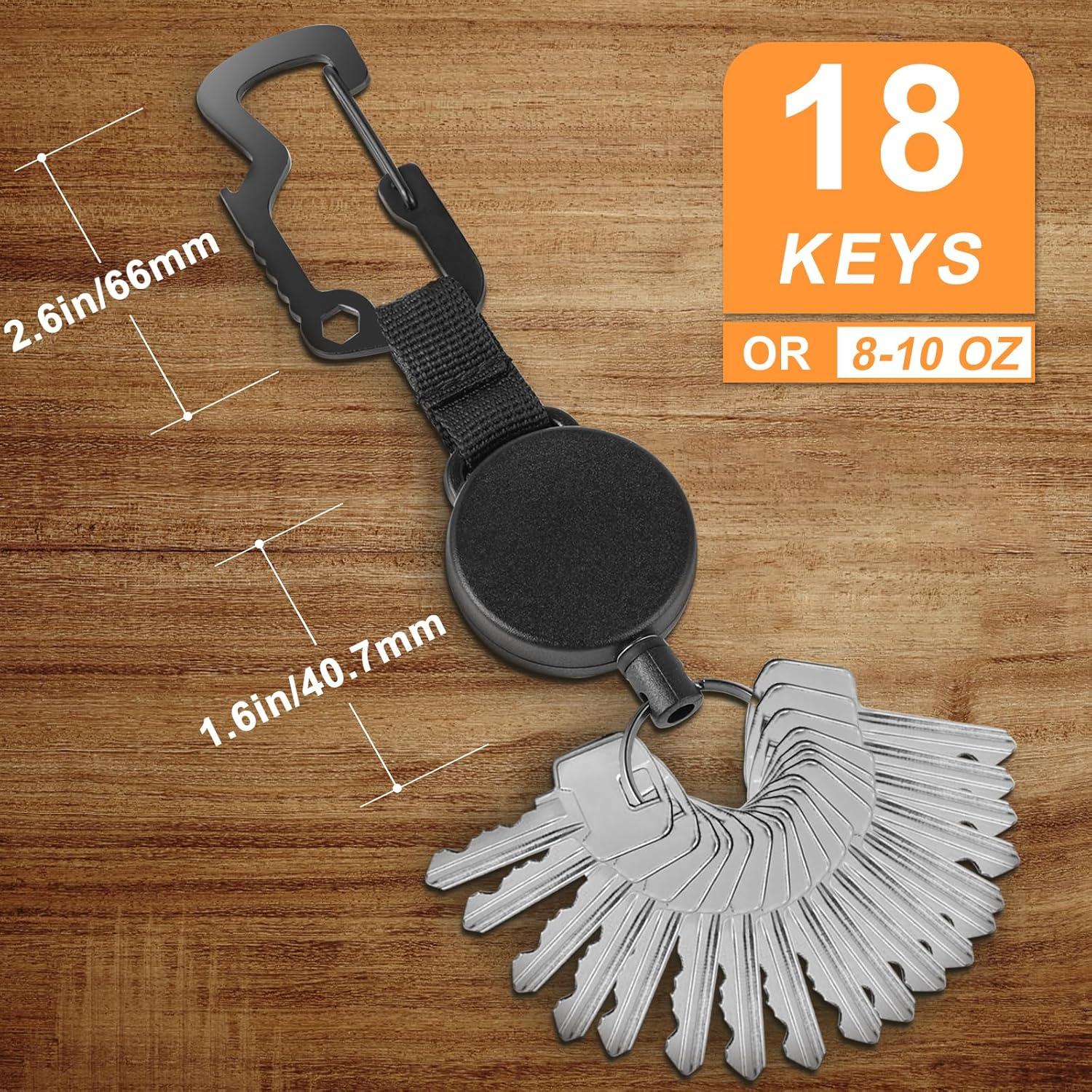 Llaveros Retráctiles DELSWIN - Paquete de 3, 63.5 cm, Negro