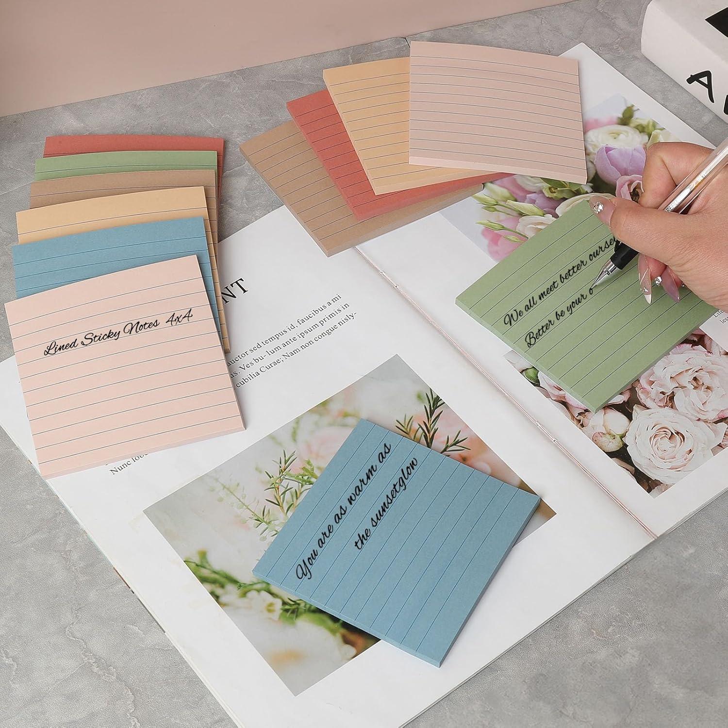 Notas Adhesivas Rayadas HCTBN 10.16x10.16 cm Vintage - Paquete de 12