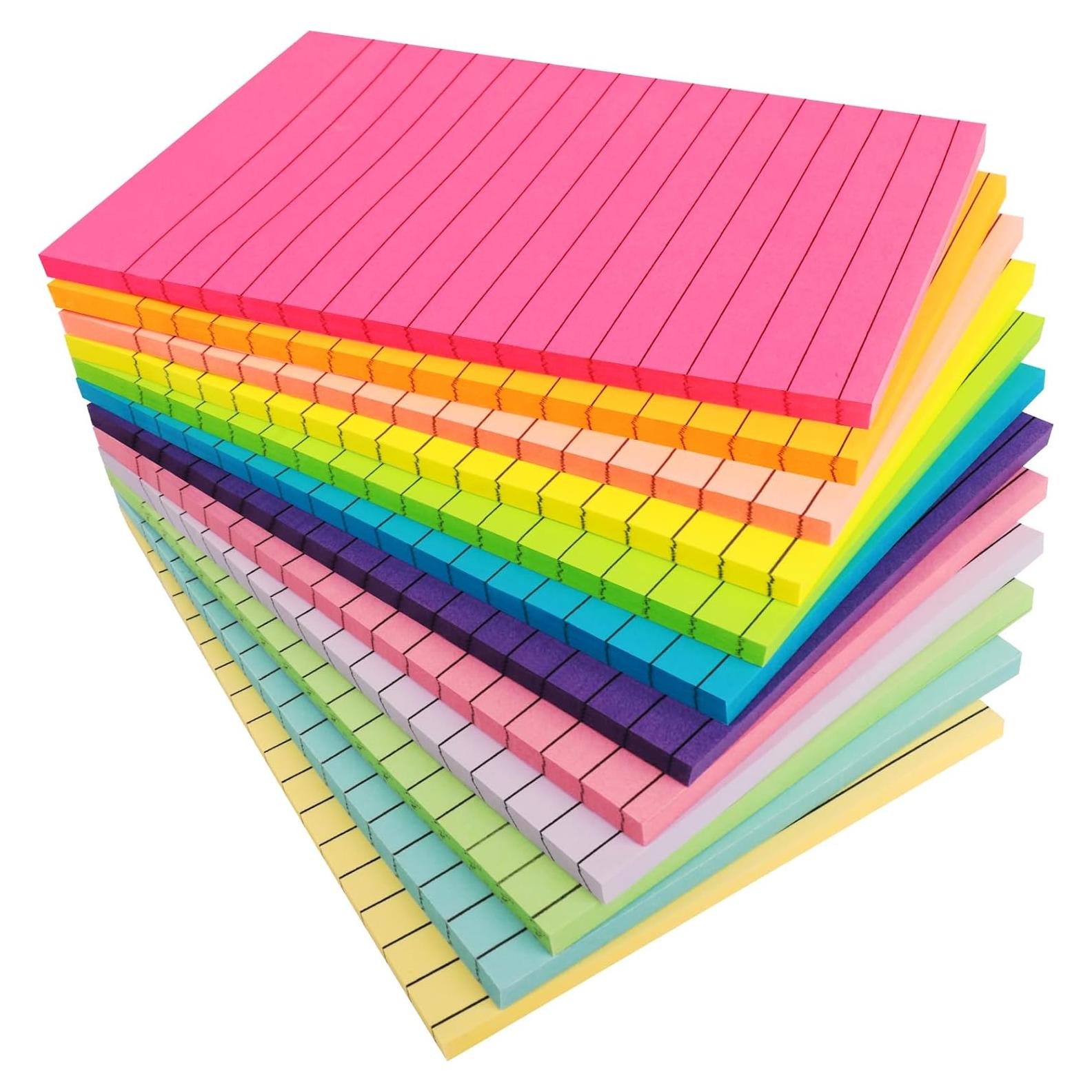 Paquete de 12 Notas Adhesivas Rayadas NESCCI 10x15 cm