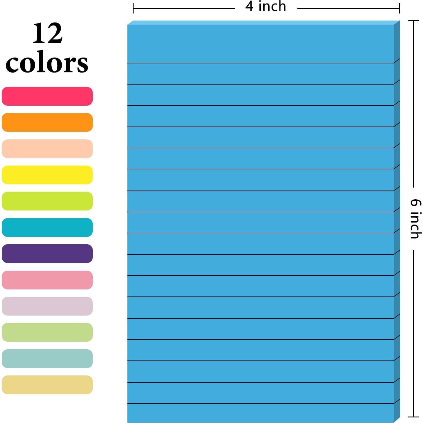 Paquete de 12 Notas Adhesivas Rayadas NESCCI 10x15 cm