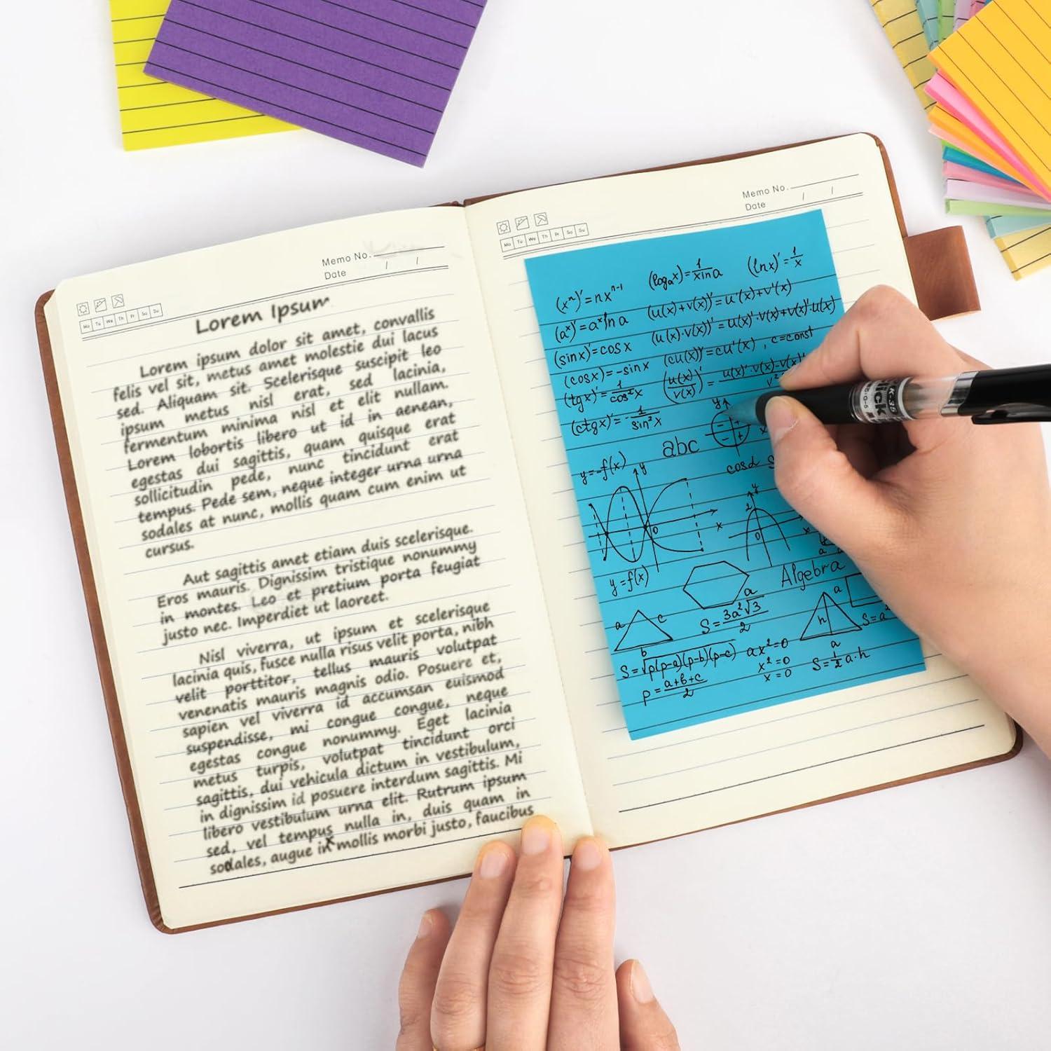 Paquete de 12 Notas Adhesivas Rayadas NESCCI 10x15 cm