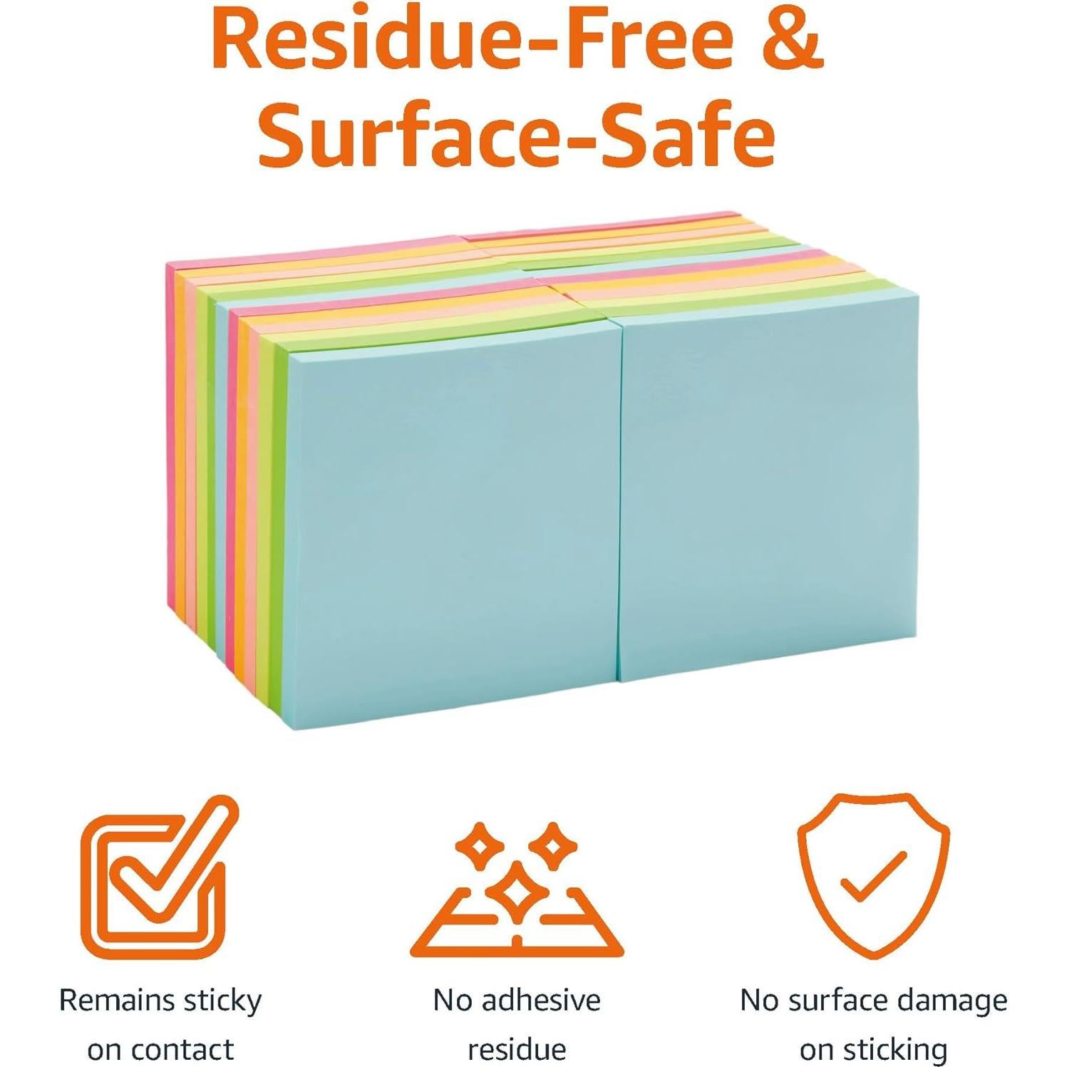 Notas Adhesivas Amazon Basics 7.62x7.62cm 24-Pack Colores Variados