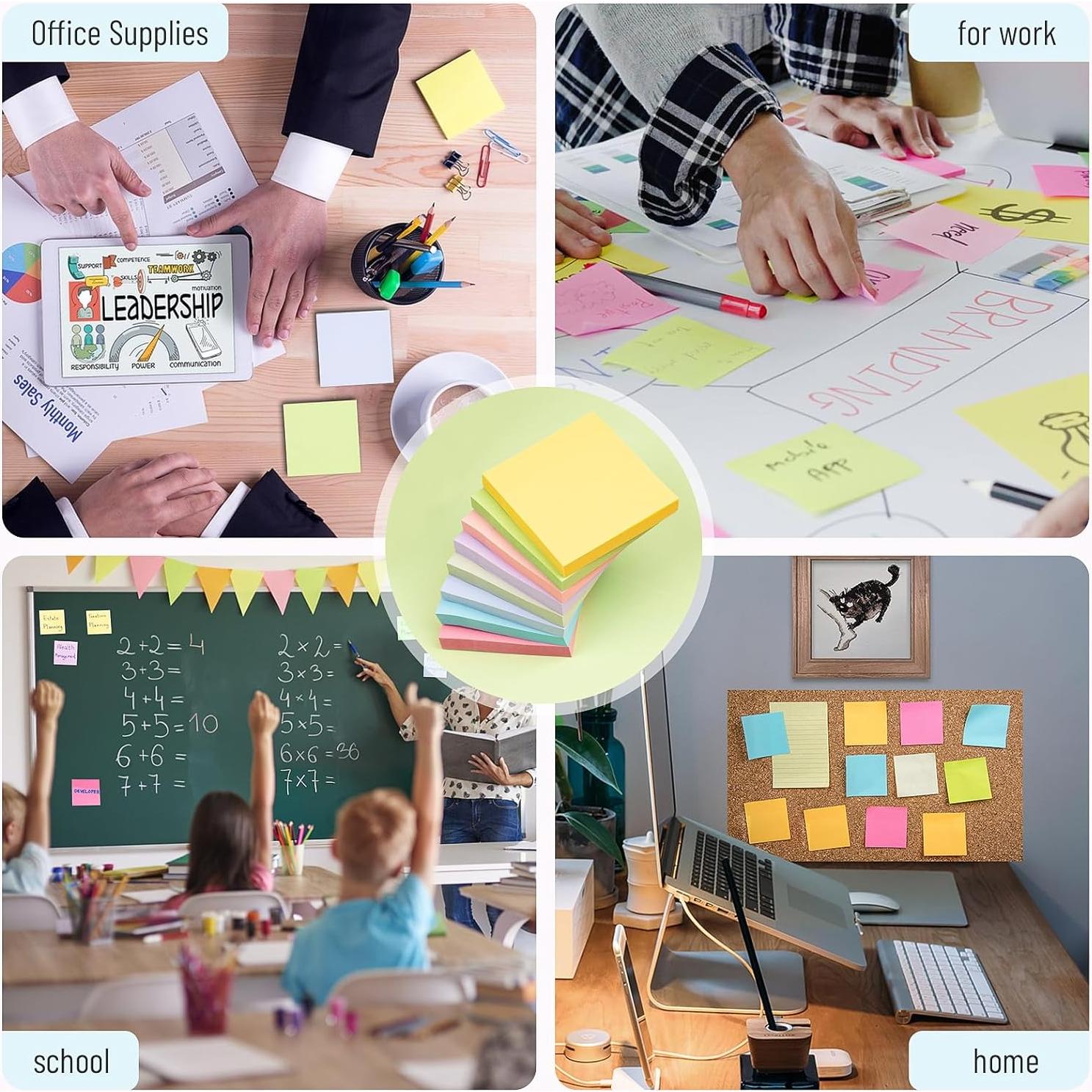 Notas Adhesivas AUYAARS 7.62cm x 7.62cm, 800 Hojas, 8 Colores