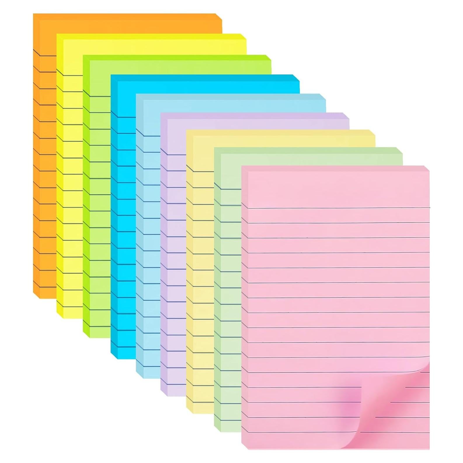 Paquete de 9 Notas Adhesivas Rayadas HQCME 10x15 cm 35 Hojas