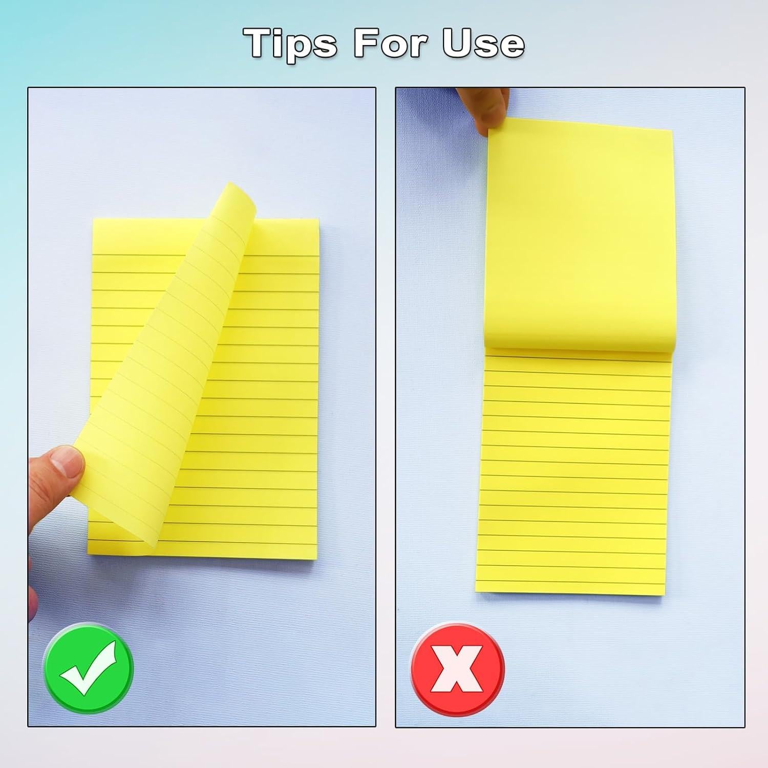 Paquete de 9 Notas Adhesivas Rayadas HQCME 10x15 cm 35 Hojas