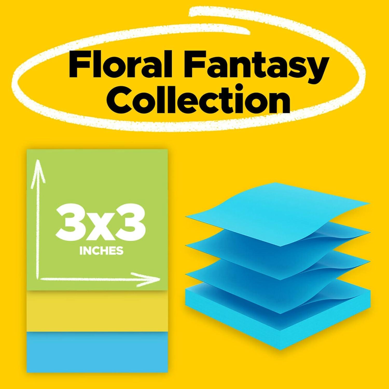 Notas Post-it 7.6x7.6 cm Fantasía Floral 18 blocs 100 hojas