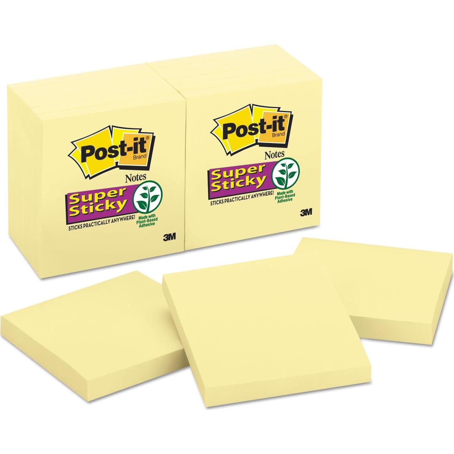 Notas Post-it Súper Adhesivas Amarillo Canario 12 Blocs 7.62cm