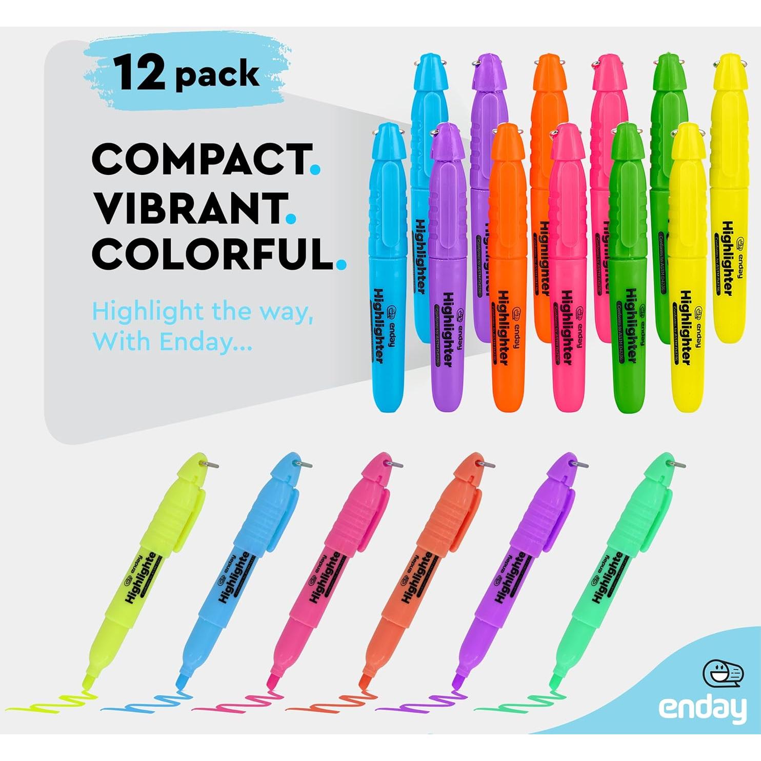 Marcadores Fluorescentes Mini Emraw - 12 Colores Asortidos