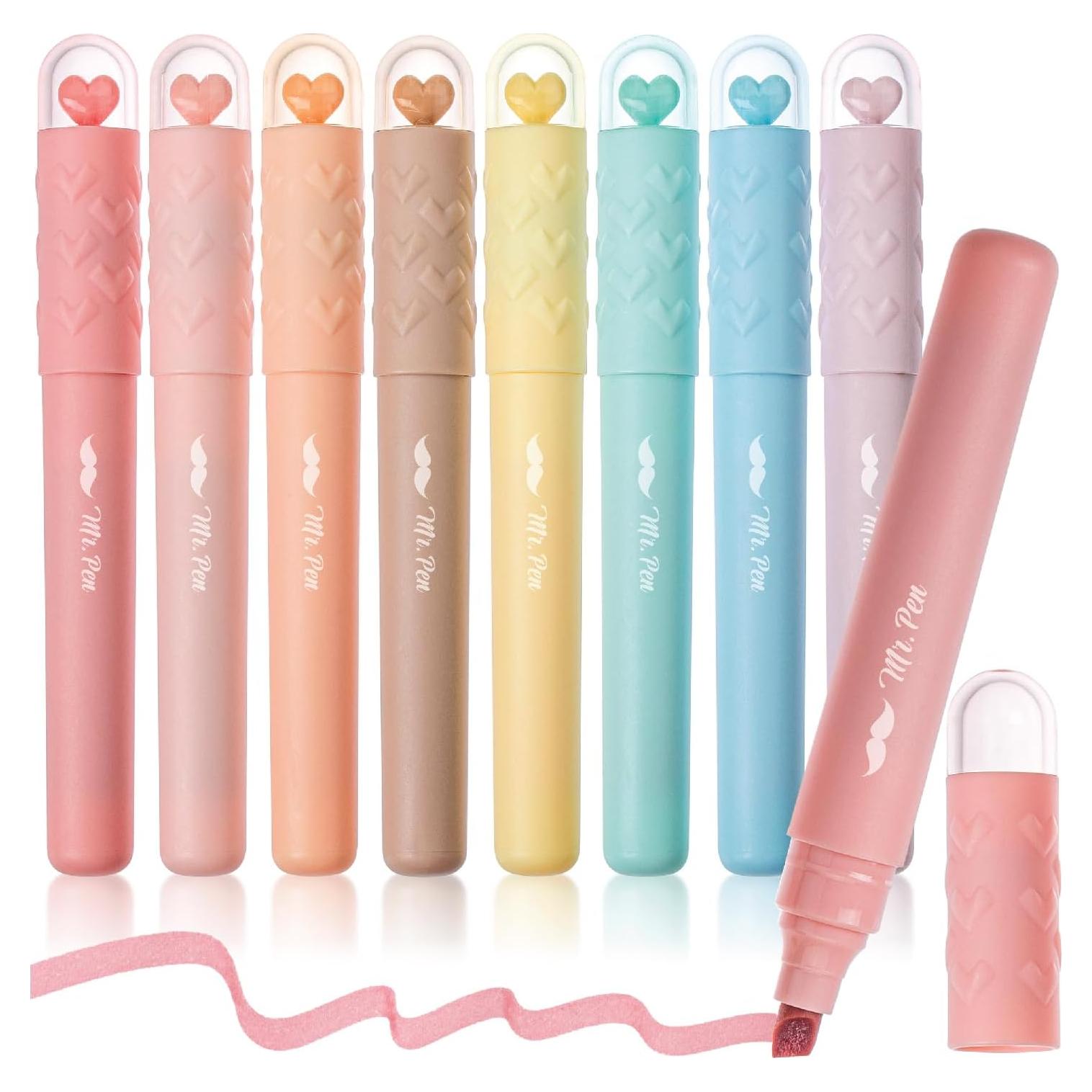 Marcadores Estéticos Mr. Pen - 8 Colores Pastel Vintage Punta Cincel