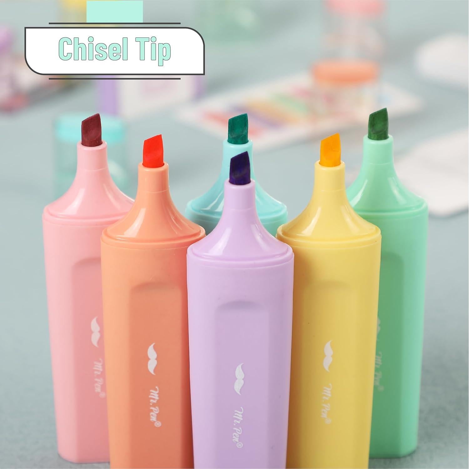 Marcadores de Resaltador Mr. Pen - Paquete de 6 Colores Pastel