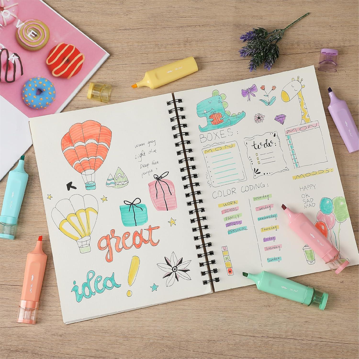 Marcadores de Resaltador Mr. Pen - Paquete de 6 Colores Pastel