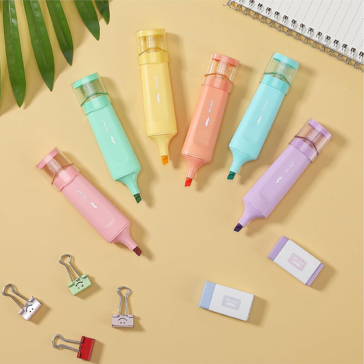 Marcadores de Resaltador Mr. Pen - Paquete de 6 Colores Pastel