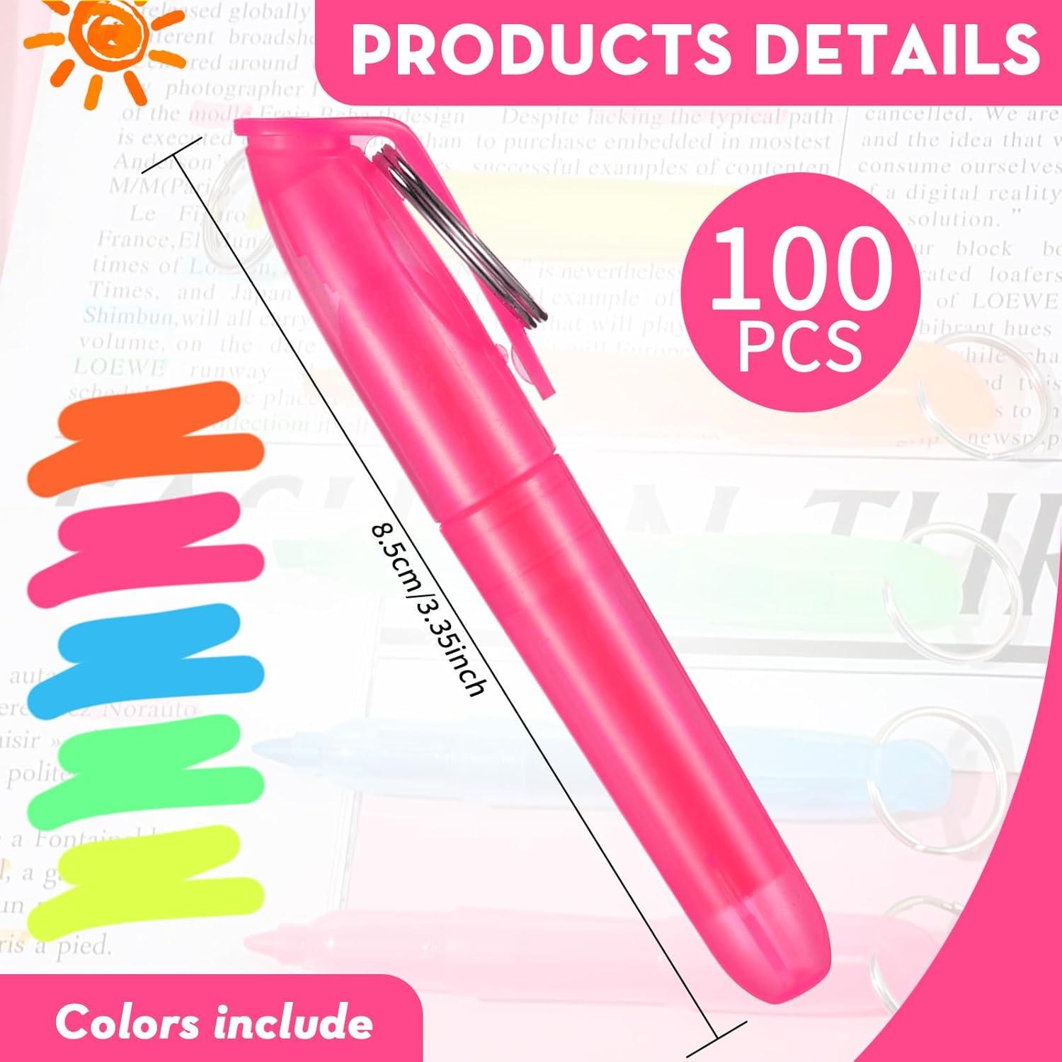 Kosiz 100 Mini Marcadores Fluorescentes Coloridos 8.5 cm