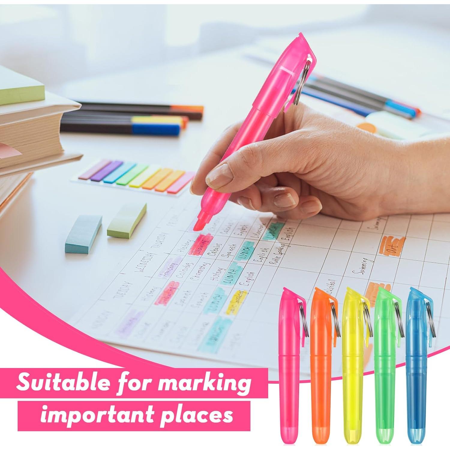 Kosiz 100 Mini Marcadores Fluorescentes Coloridos 8.5 cm