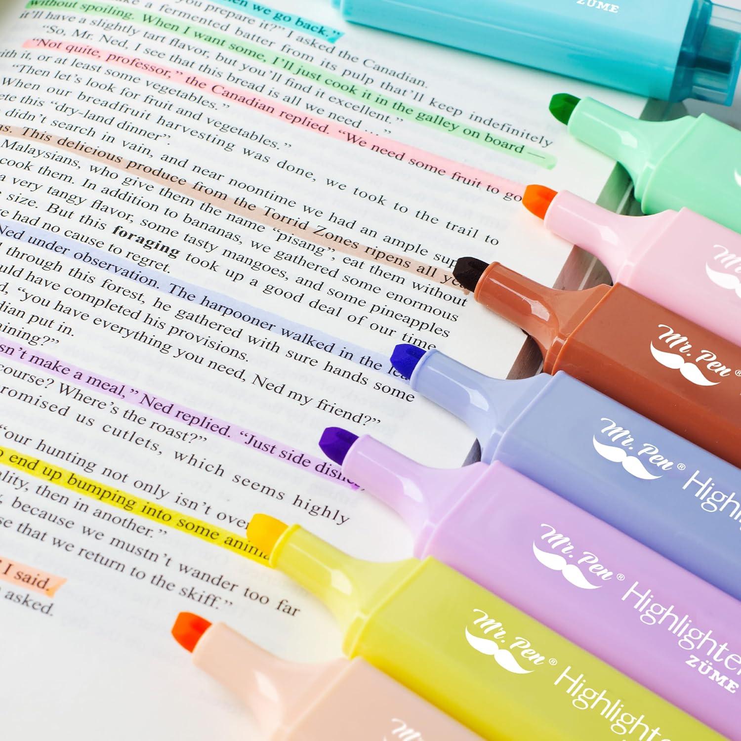 Resaltadores Pastel Mr. Pen 8 Pcs Punta Cuchilla 0.5-2mm