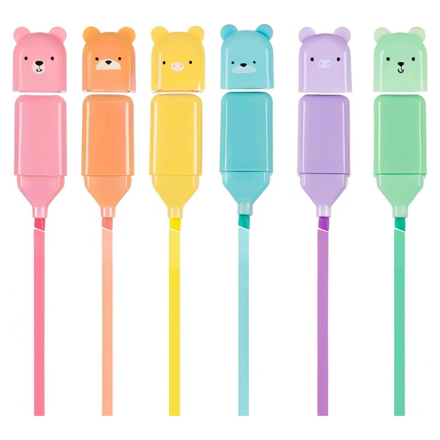 Set de 6 Mini Marcadores Fluorescentes HOMEBEARJ Oso Kawaii