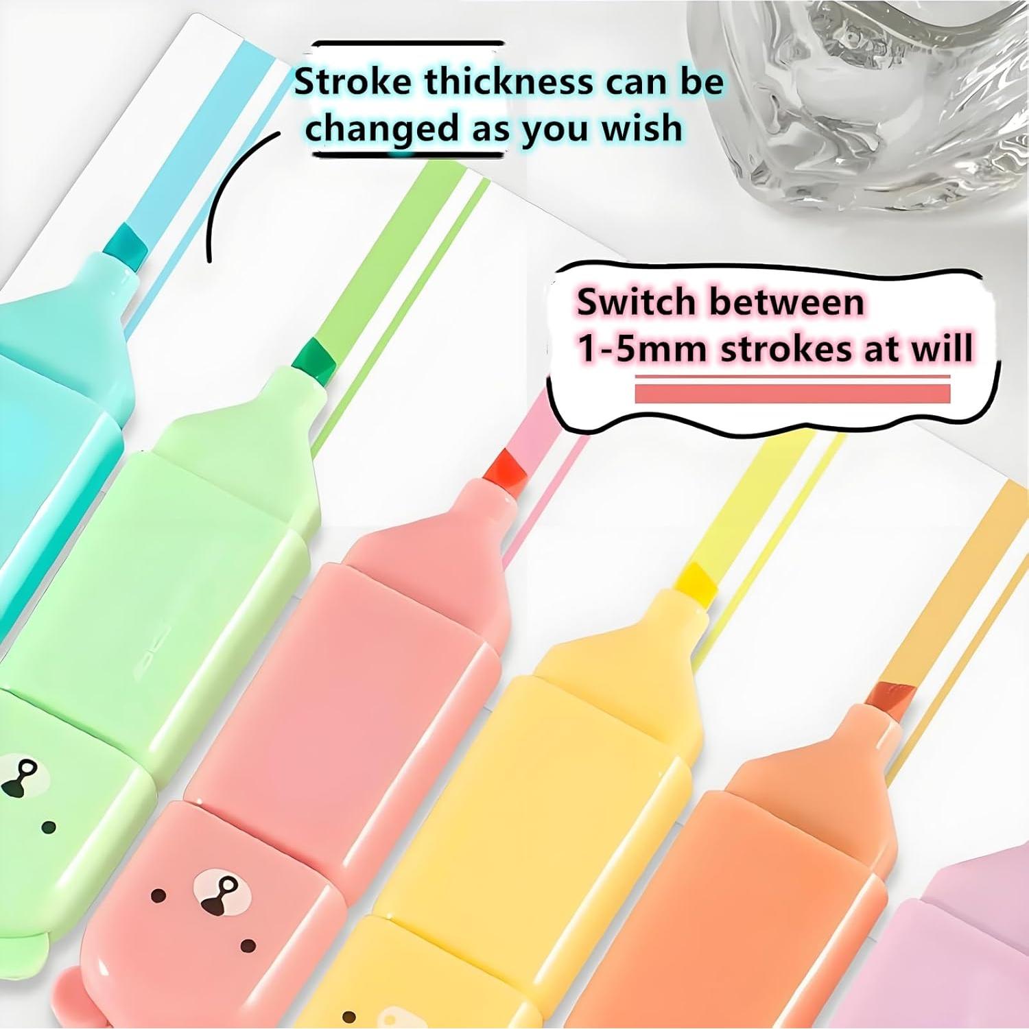 Set de 6 Mini Marcadores Fluorescentes HOMEBEARJ Oso Kawaii