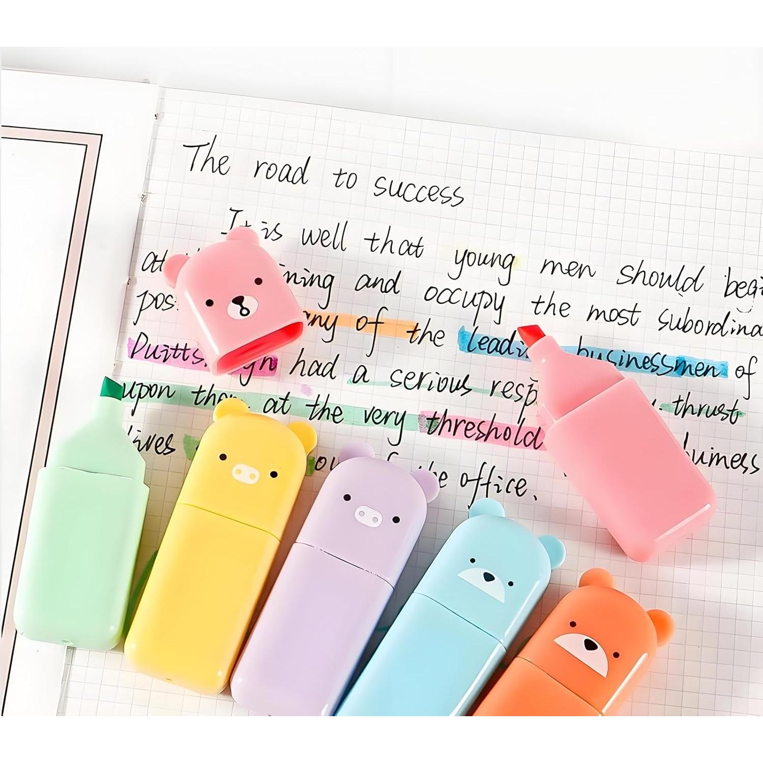 Set de 6 Mini Marcadores Fluorescentes HOMEBEARJ Oso Kawaii