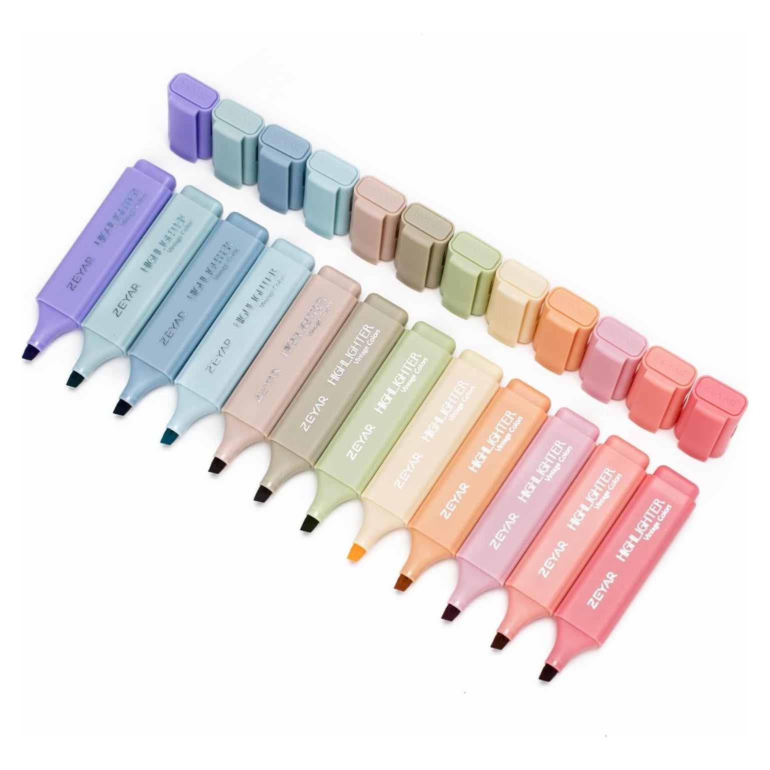 Resaltadores ZEYAR 12 Colores Vintage Punta Biselada