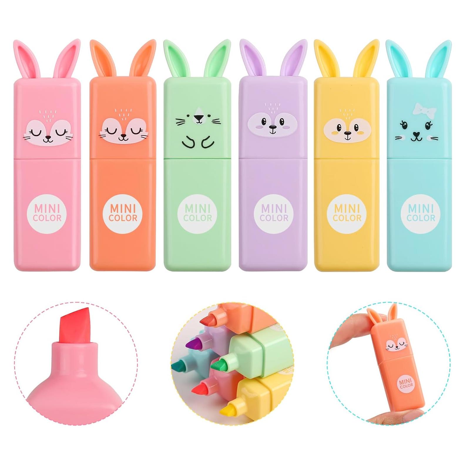 Marcadores Resaltadores SunAngel Conejo 6 Piezas Punta Cincel