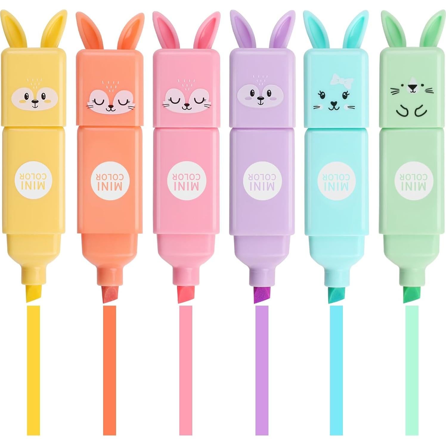 Marcadores Resaltadores SunAngel Conejo 6 Piezas Punta Cincel