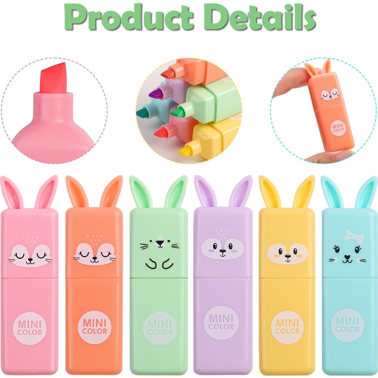 Marcadores Resaltadores SunAngel Conejo 6 Piezas Punta Cincel