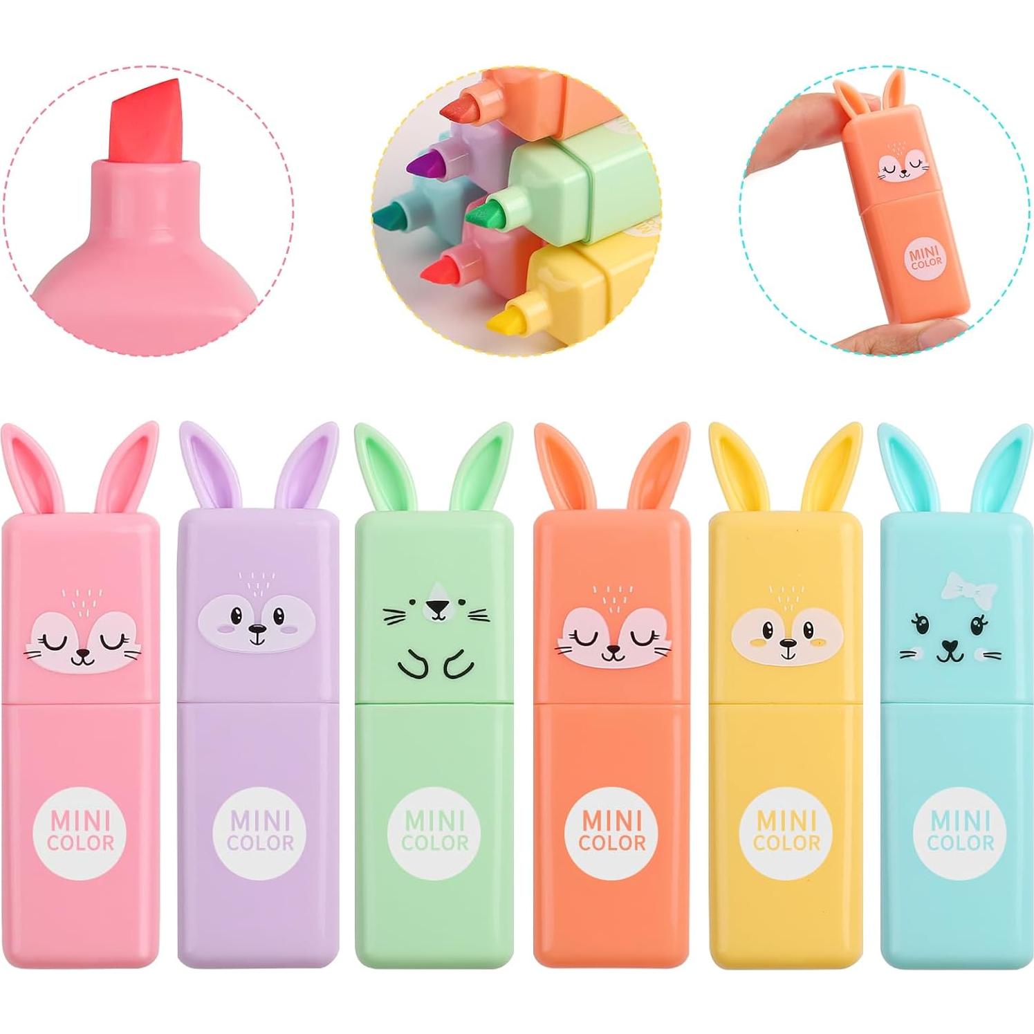 Marcadores Resaltadores SunAngel Conejo 6 Piezas Punta Cincel